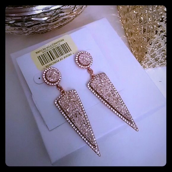 landry Jewelry - Rose Gold Druzy Spike Earrings
